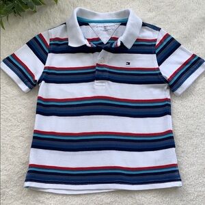 Tommy Hilfiger Classic Striped Polo White, Red & Blue 4T EUC